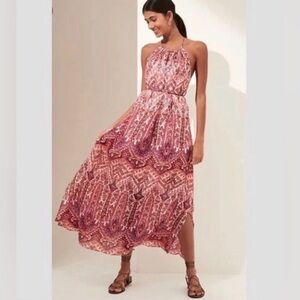 BANANA REPUBLIC Luxe Ramie Backless Maxi Dress Sz xs Paisley $159